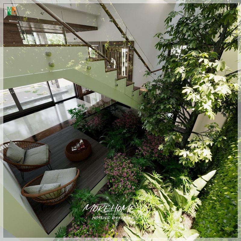 của cây cảnh, hoa lá.
Việc thi công nội thất cho nhà phố, biệt thự hiện đại có không gian xanh mát của cây cảnh và hoa lá là nơi lý tưởng để thư giãn, nói chuyện với người thân, bạn bè, nhâm nhi ly trà và tận hưởng bầu không khí trong lành mát mẻ của cây cảnh, hoa lá.